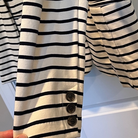 Old Navy Cream & Navy Blue Striped Blazer - Picture 5 of 8